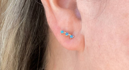 Small Blue Opal Trio Stud