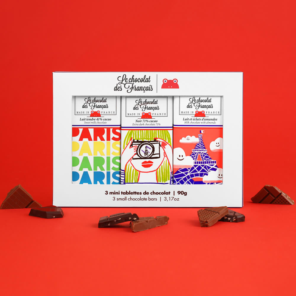 Le Chocolat des Francais - Box of 3 Small Chocolate Bars