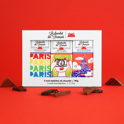 Le Chocolat des Francais - Box of 3 Small Chocolate Bars