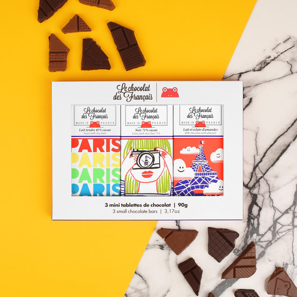 Le Chocolat des Francais - Box of 3 Small Chocolate Bars