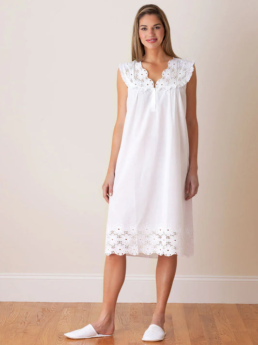 Jacaranda Eloise White Cotton Nightgown