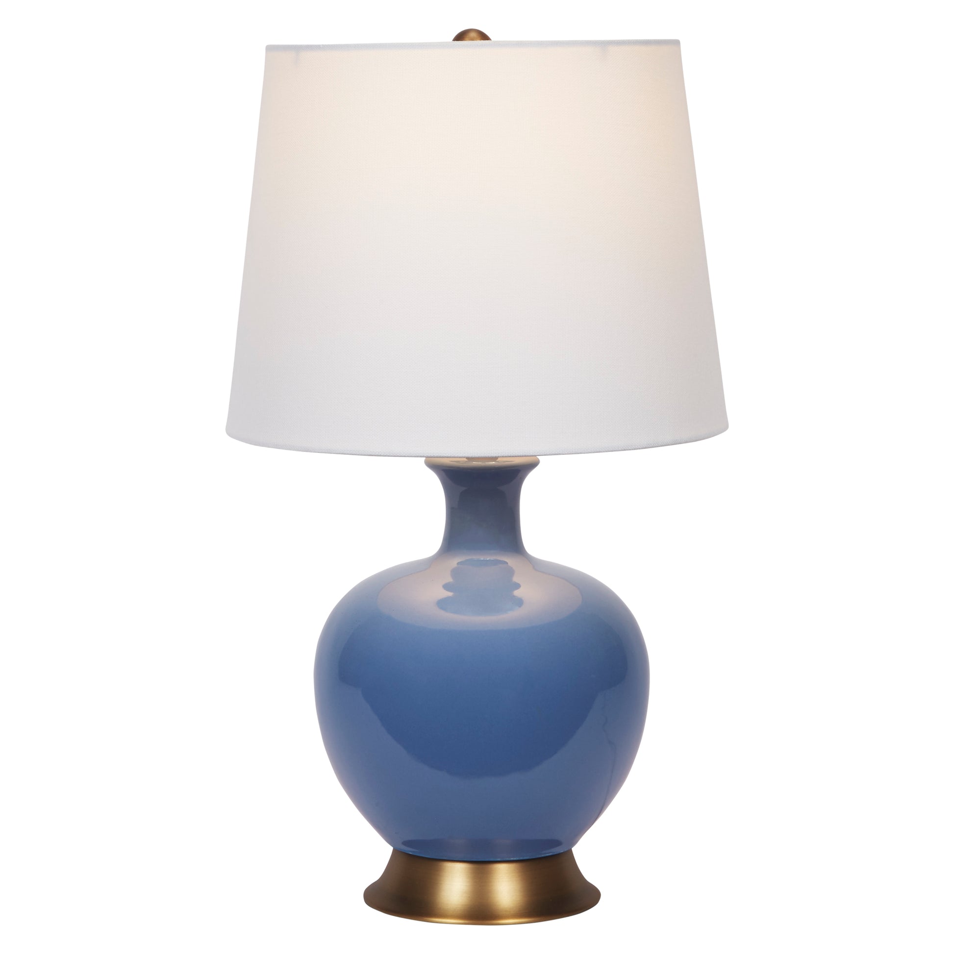 Old World Designs French Blue Ceramic Lila Table Lamp with White Linen Shade