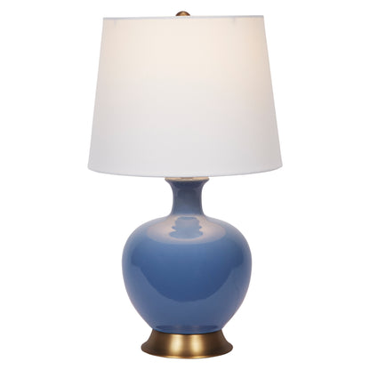 Old World Designs French Blue Ceramic Lila Table Lamp with White Linen Shade