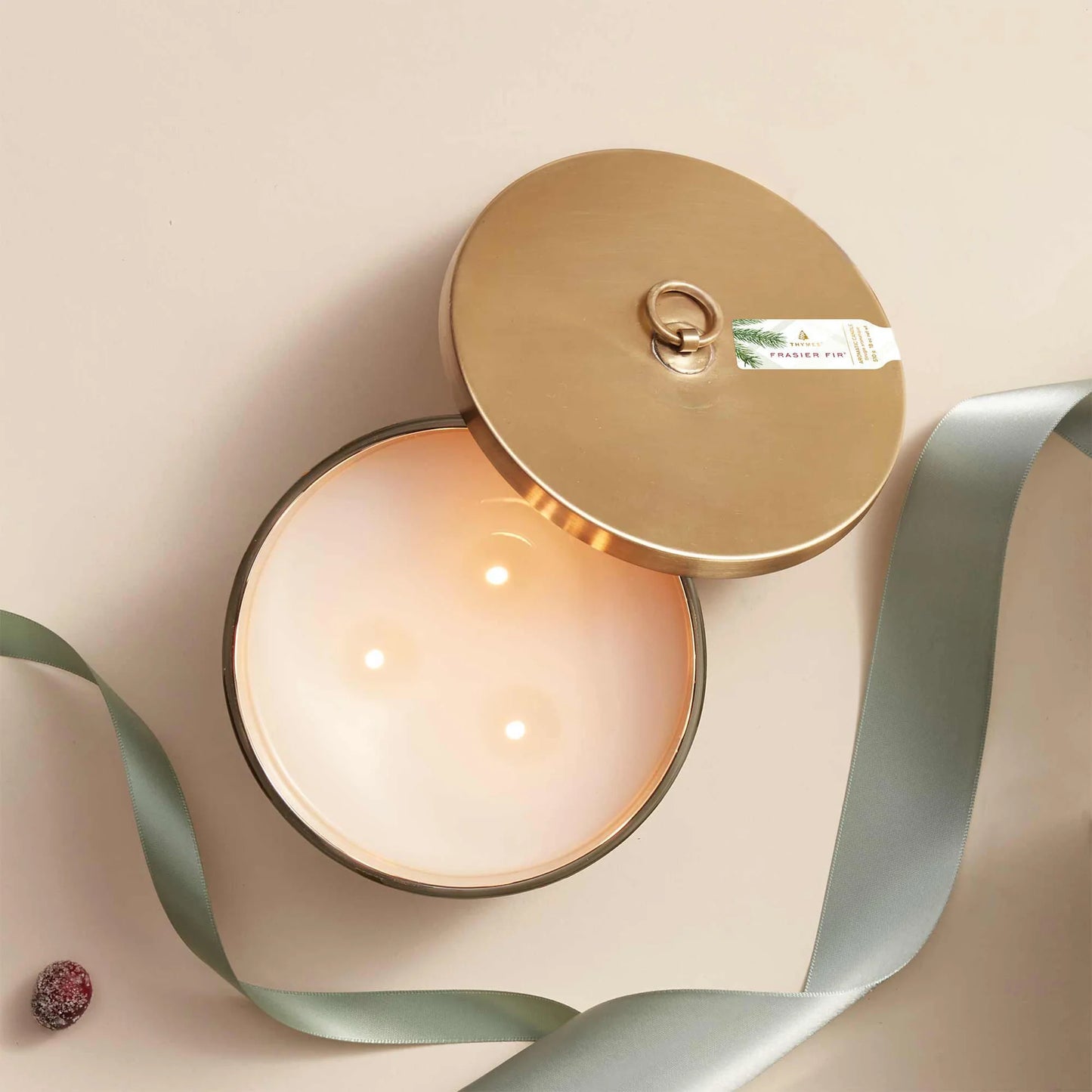 Thymes Frasier Fir Frosted Plaid 3 Wick Candle - 18 oz.