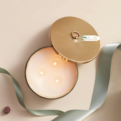 Thymes Frasier Fir Frosted Plaid 3 Wick Candle - 18 oz.