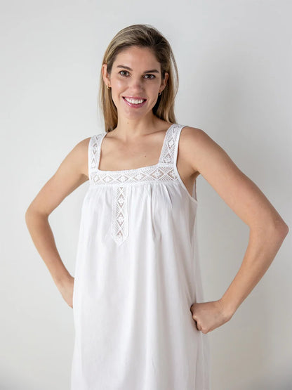 Jacaranda Louise White Cotton Nightgown