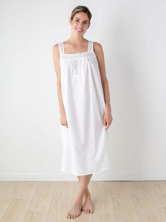 Jacaranda Louise White Cotton Nightgown