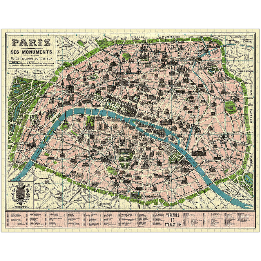 Cavallini Map of Paris Puzzle 1000 pcs - La Petite Maison