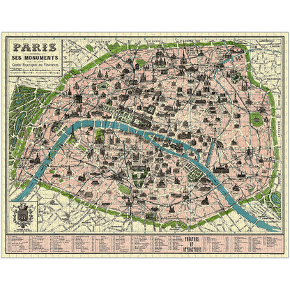 Cavallini Map of Paris Puzzle 1000 pcs - La Petite Maison
