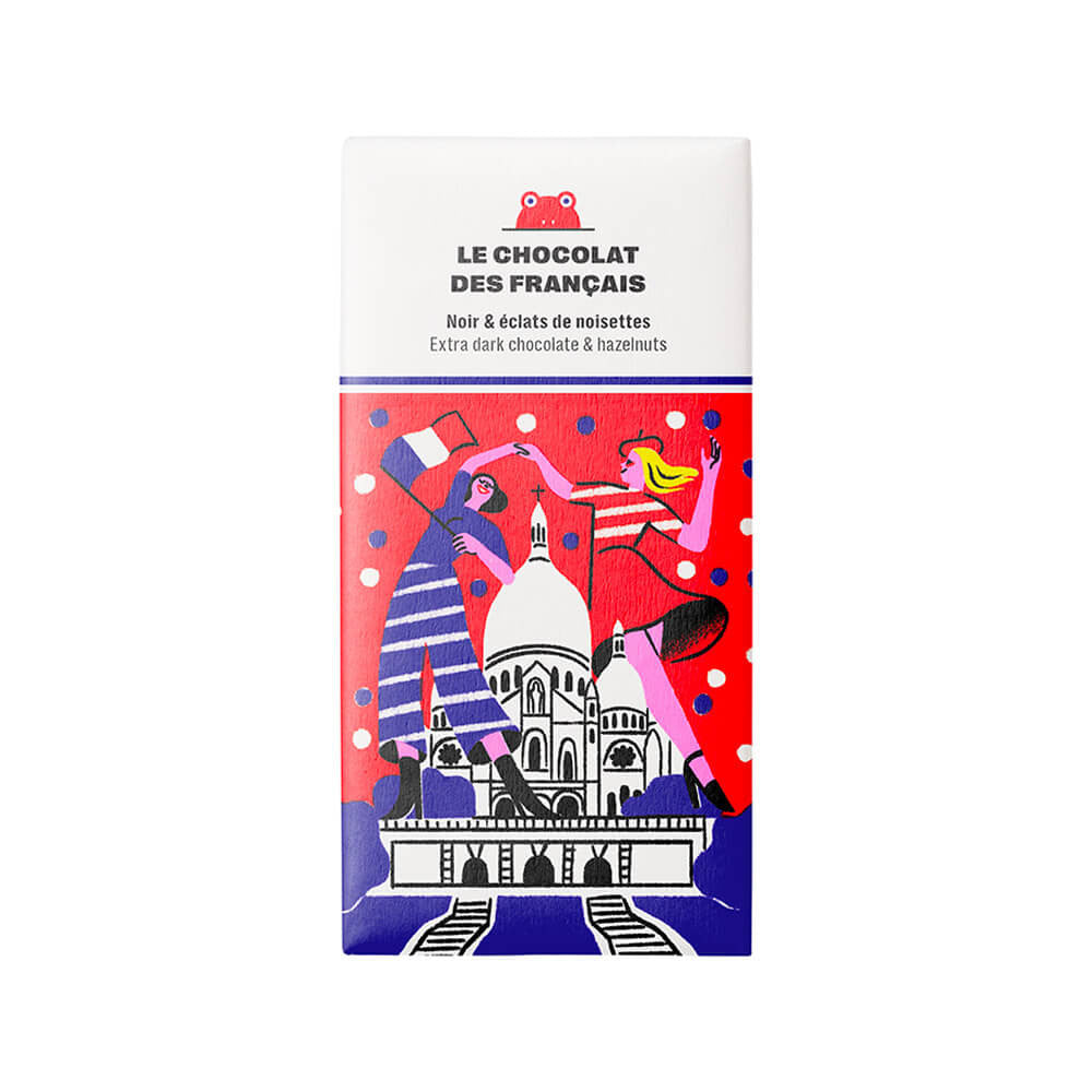 Le Chocolat des Français Sacre Coeur Dark Chocolate with Hazelnuts Bar