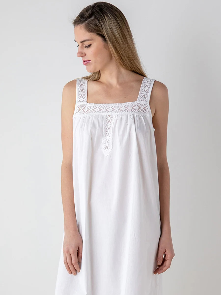 Jacaranda Louise White Cotton Nightgown