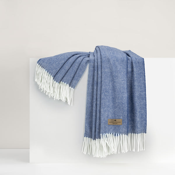 Italian Herringbone Throw - Azure