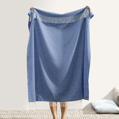 Italian Herringbone Throw - Azure