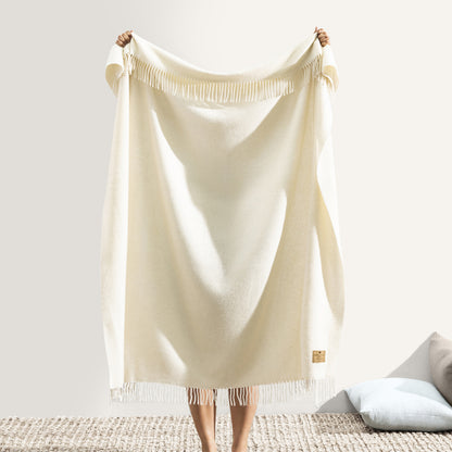 Lands Downunder Juno Cashmere Lambswool Throw - Ecru