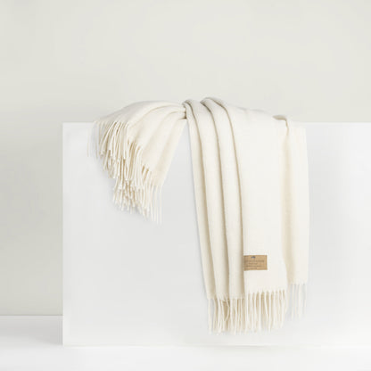 Lands Downunder Juno Cashmere Lambswool Throw - Ecru