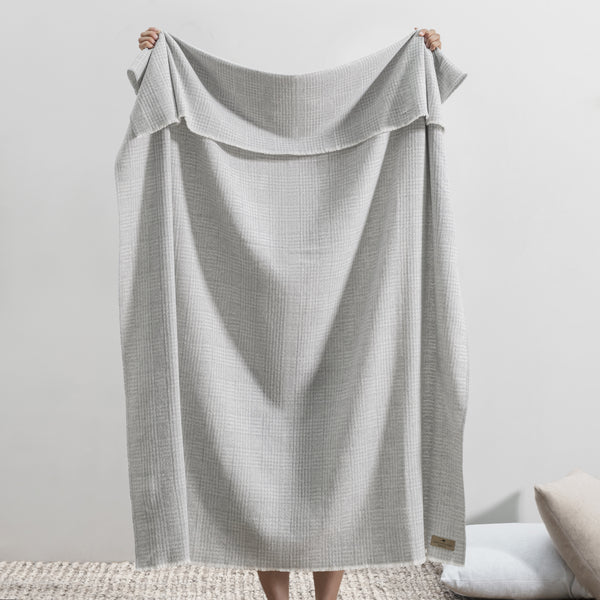 Lands Downunder Light Gray Sutton Plaid Throw
