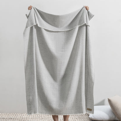 Lands Downunder Light Gray Sutton Plaid Throw