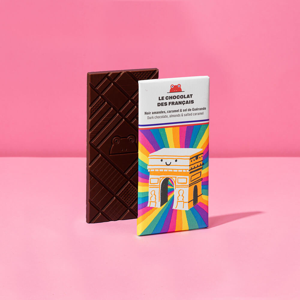 Le Chocolat des Français Triomphe Dark Chocolate with almonds Salted Caramel Bar